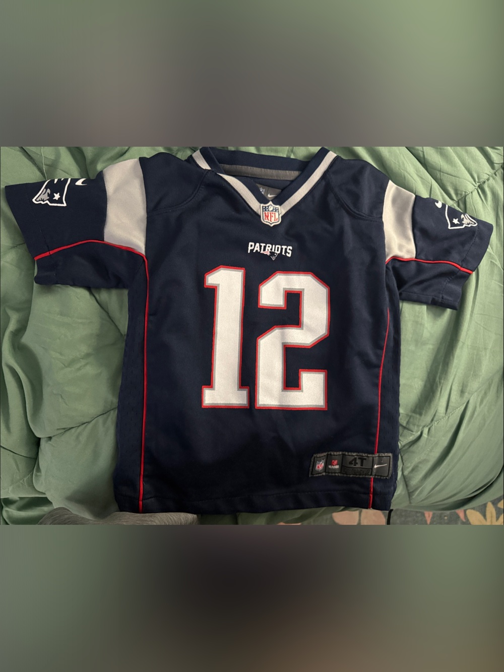 Nike Kids Navy & White Football Jersey with Red Trim #12 Tom Brady